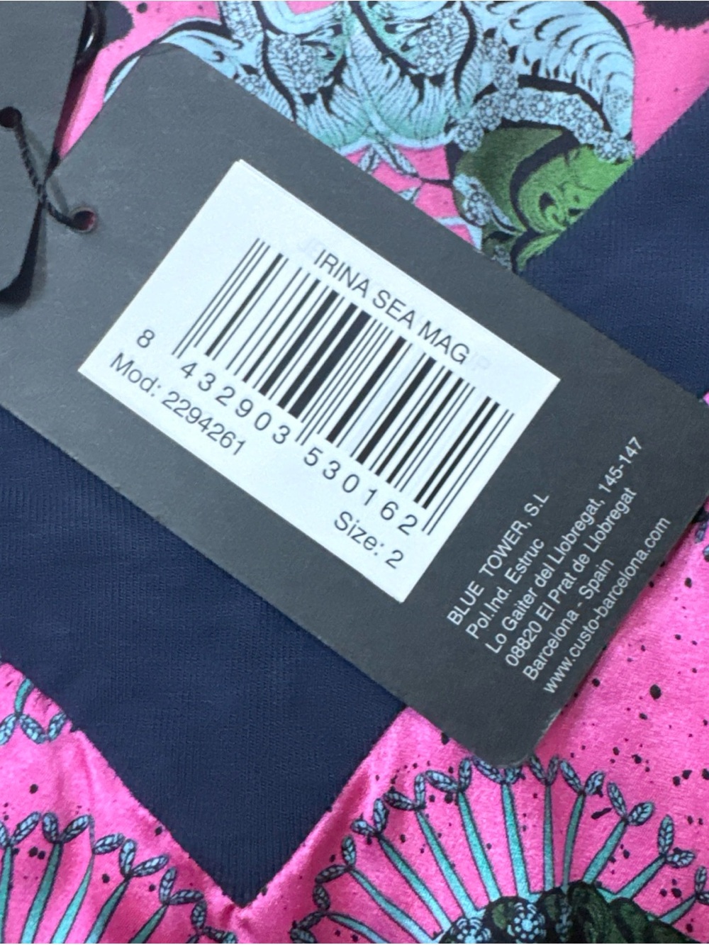 Vintage Custo Barcelona Silk Maxi Dress Vibrant Seahorse W Size 2 Summer Spring - Picture 10 of 12
